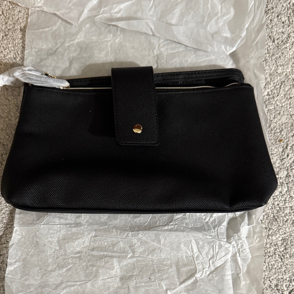 Lancome Black Cosmetic Bag with Gold Accent